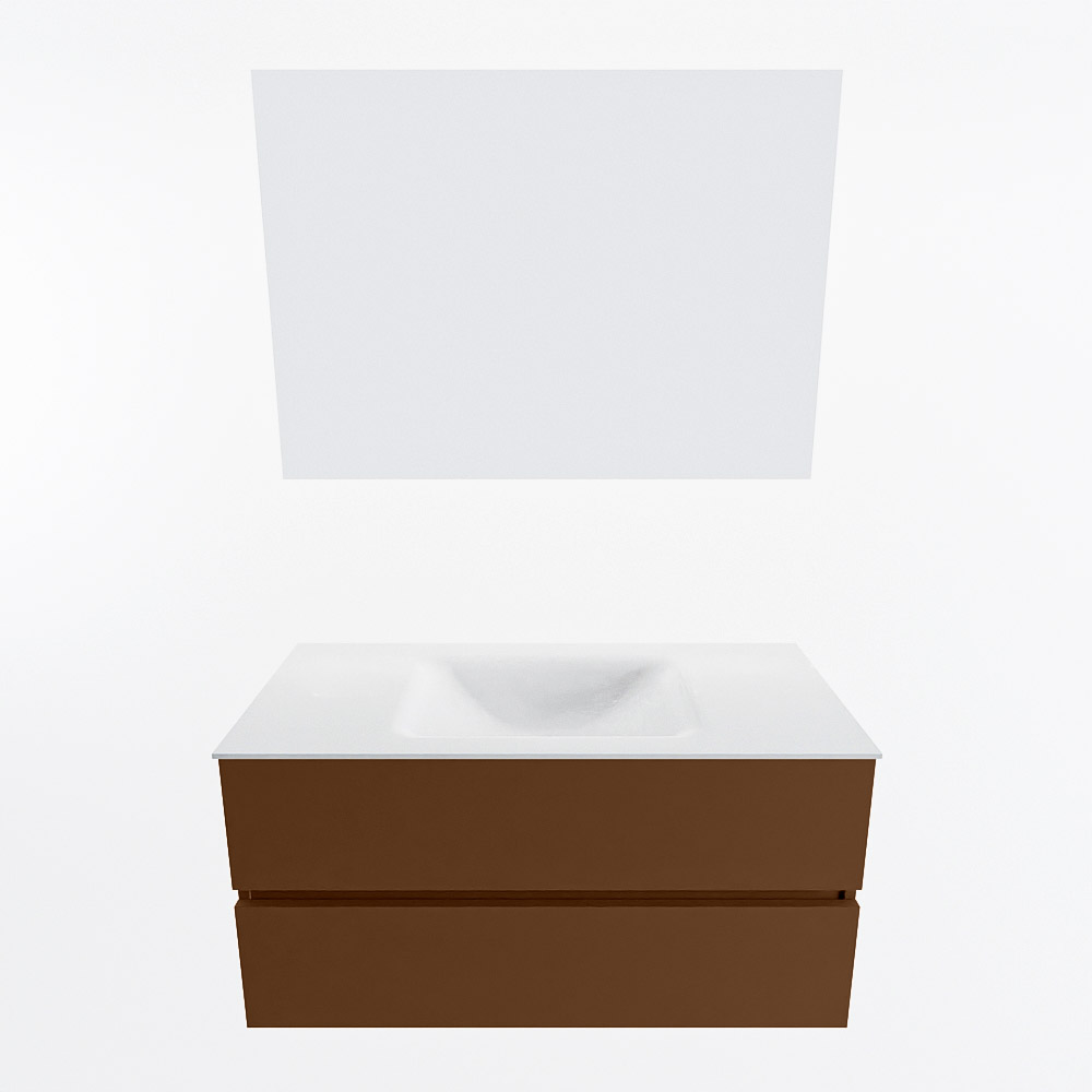 MONDIAZ VICA 100cm mueble de baño Rust 2 cajones. Lavabo CLOUD Centro 1 orificio color Talc con espejo LED. 5 MONDIAZ VICA 100cm mueble de baño Rust 2 cajones. Lavabo CLOUD Centro 1 orificio color Talc con espejo LED. - Imagen 5