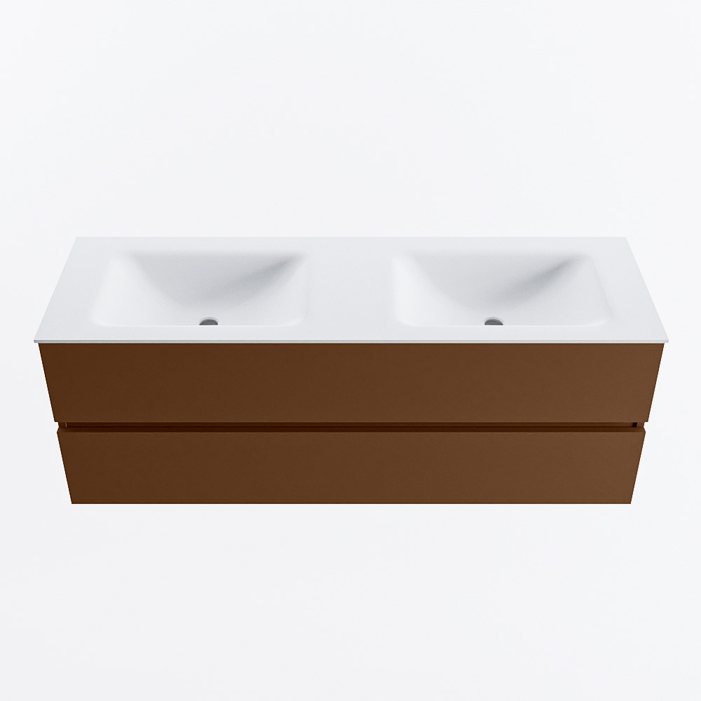 MONDIAZ VICA 140cm mueble de baño Rust 2 cajones. Lavabo CLOUD Doble 2 orificios, color Talc. 4 MONDIAZ VICA 140cm mueble de baño Rust 2 cajones. Lavabo CLOUD Doble 2 orificios, color Talc. - Imagen 4