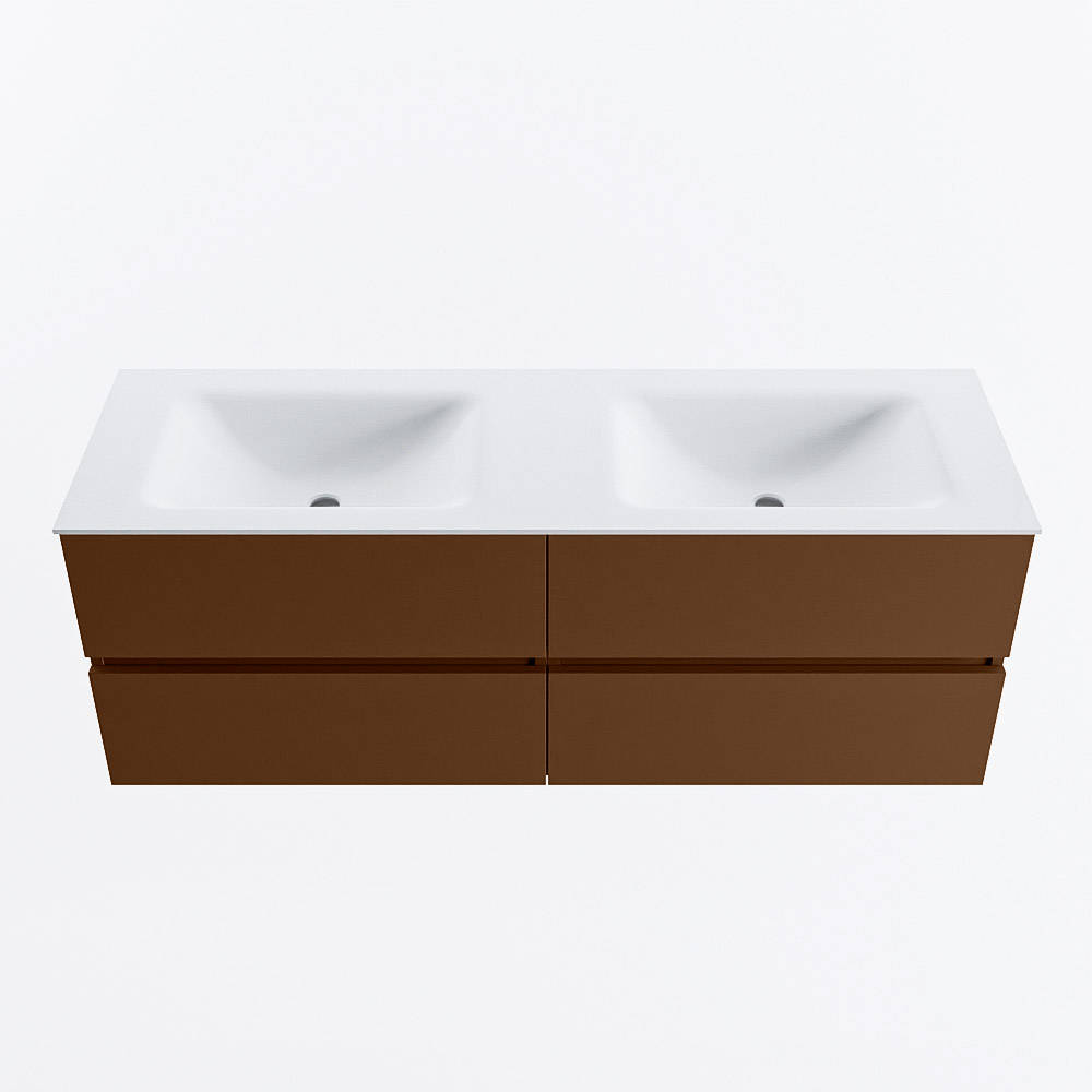 MONDIAZ VICA 140cm mueble de baño Rust 4 cajones. Lavabo CLOUD Doble 2 orificios, color Talc. 5 MONDIAZ VICA 140cm mueble de baño Rust 4 cajones. Lavabo CLOUD Doble 2 orificios, color Talc. - Imagen 5