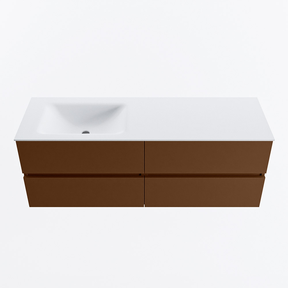 MONDIAZ VICA 140cm mueble de baño Rust 4 cajones. Lavabo CLOUD Izquierda sin orificio, color Talc. 4 MONDIAZ VICA 140cm mueble de baño Rust 4 cajones. Lavabo CLOUD Izquierda sin orificio, color Talc. - Imagen 4