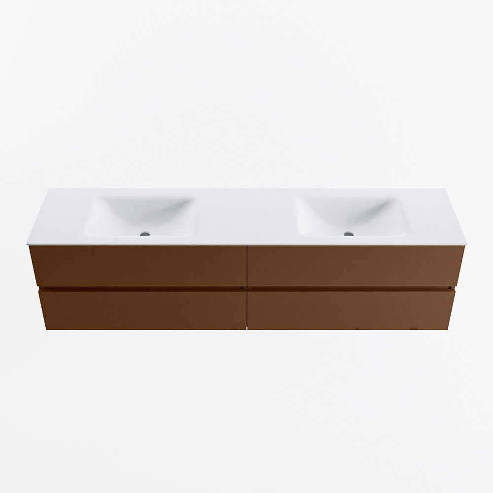 MONDIAZ VICA 190cm mueble de baño Rust 4 cajones. Lavabo CLOUD Doble 2 orificios, color Talc. 5 MONDIAZ VICA 190cm mueble de baño Rust 4 cajones. Lavabo CLOUD Doble 2 orificios, color Talc. - Imagen 5