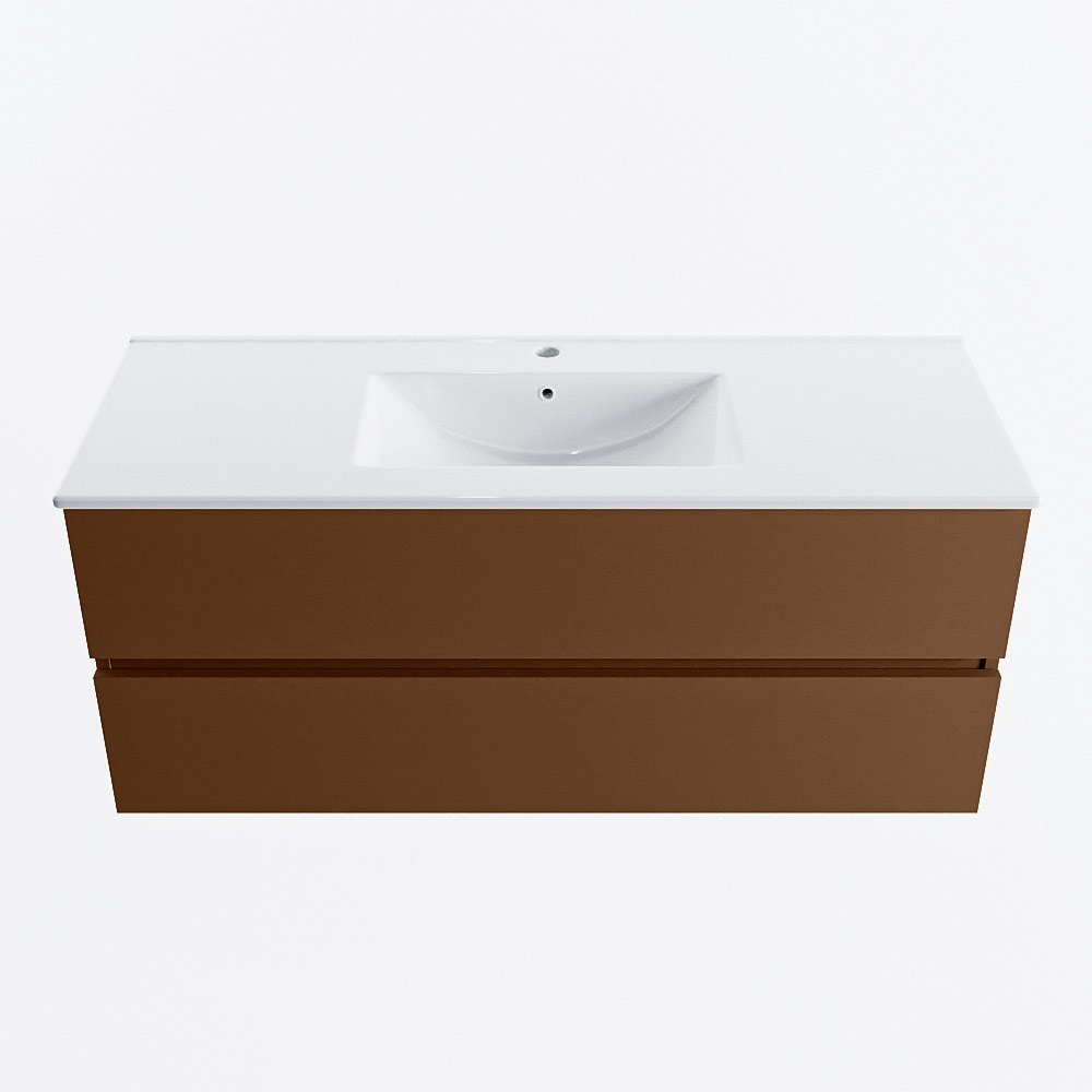 MONDIAZ VICA 120cm mueble de baño Rust 2 cajones. Lavabo DENIA Centro 1 orificio, color Blanco brillo. 5 MONDIAZ VICA 120cm mueble de baño Rust 2 cajones. Lavabo DENIA Centro 1 orificio, color Blanco brillo. - Imagen 5