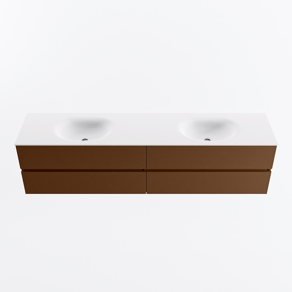MONDIAZ VICA 200cm mueble de baño Rust 4 cajones. Lavabo MOON Doble 2 orificios, color Talc. 5 MONDIAZ VICA 200cm mueble de baño Rust 4 cajones. Lavabo MOON Doble 2 orificios, color Talc. - Imagen 5