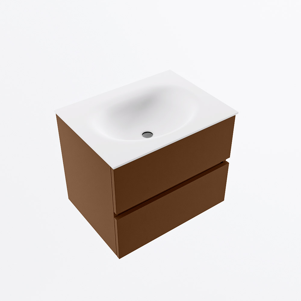 MONDIAZ VICA 60cm mueble de baño Rust 2 cajones. Lavabo MOON Centro 1 orificio, color Talc. 6 MONDIAZ VICA 60cm mueble de baño Rust 2 cajones. Lavabo MOON Centro 1 orificio, color Talc. - Imagen 6