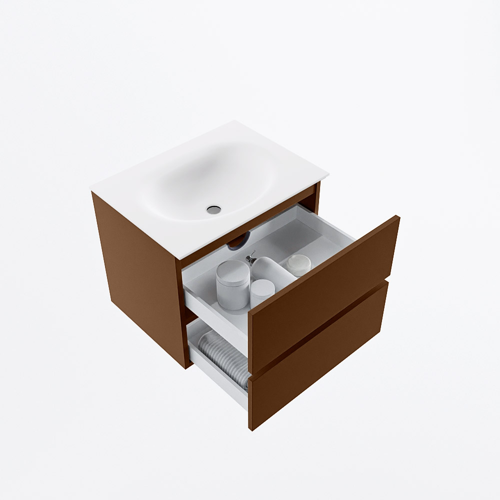 MONDIAZ VICA 60cm mueble de baño Rust 2 cajones. Lavabo MOON Centro 1 orificio, color Talc. 7 MONDIAZ VICA 60cm mueble de baño Rust 2 cajones. Lavabo MOON Centro 1 orificio, color Talc. - Imagen 7