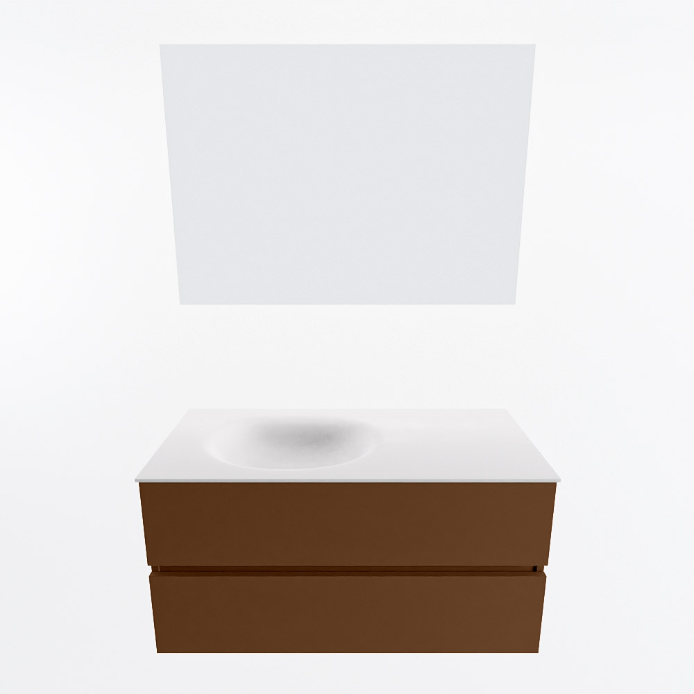 MONDIAZ VICA 100cm mueble de baño Rust 2 cajones. Lavabo MOON Izquierda sin orificio color Talc con espejo LED. 5 MONDIAZ VICA 100cm mueble de baño Rust 2 cajones. Lavabo MOON Izquierda sin orificio color Talc con espejo LED. - Imagen 5