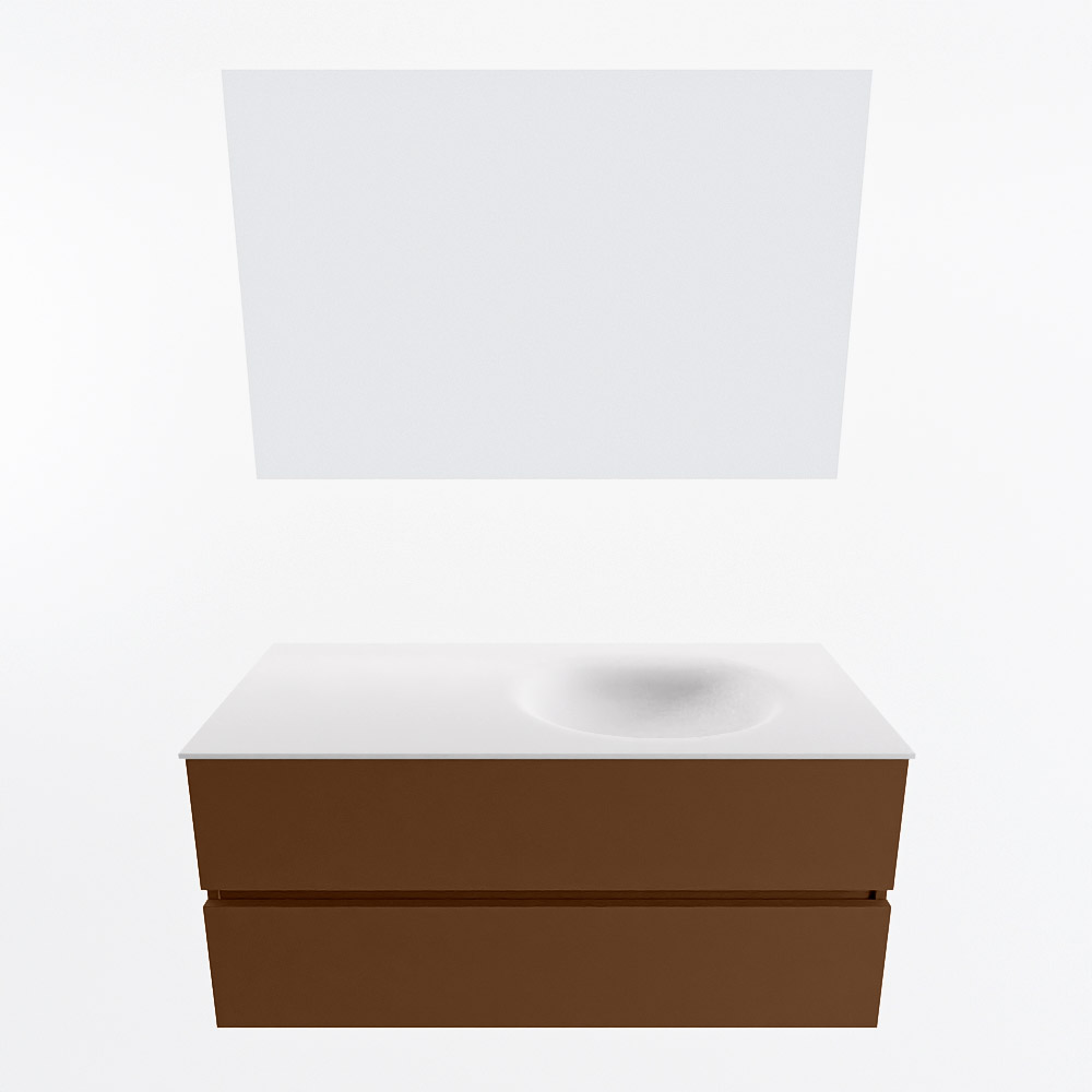 MONDIAZ VICA 110cm mueble de baño Rust 2 cajones. Lavabo MOON Derecho 1 orificio color Talc con espejo LED. 5 MONDIAZ VICA 110cm mueble de baño Rust 2 cajones. Lavabo MOON Derecho 1 orificio color Talc con espejo LED. - Imagen 5