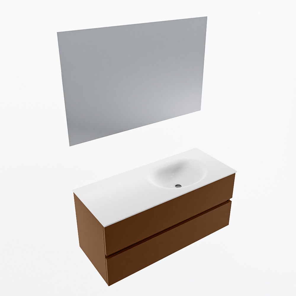MONDIAZ VICA 110cm mueble de baño Rust 2 cajones. Lavabo MOON Derecho 1 orificio color Talc con espejo LED. 6 MONDIAZ VICA 110cm mueble de baño Rust 2 cajones. Lavabo MOON Derecho 1 orificio color Talc con espejo LED. - Imagen 6