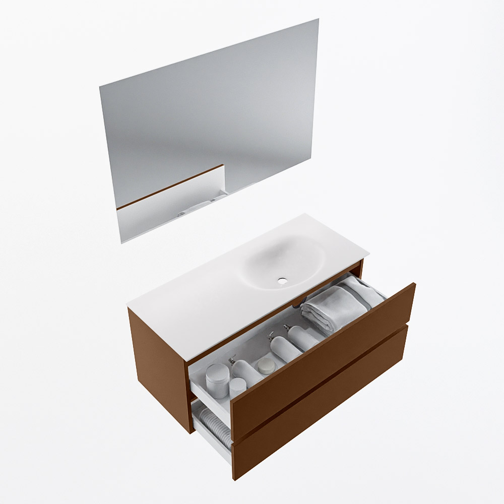 MONDIAZ VICA 110cm mueble de baño Rust 2 cajones. Lavabo MOON Derecho 1 orificio color Talc con espejo LED. 7 MONDIAZ VICA 110cm mueble de baño Rust 2 cajones. Lavabo MOON Derecho 1 orificio color Talc con espejo LED. - Imagen 7