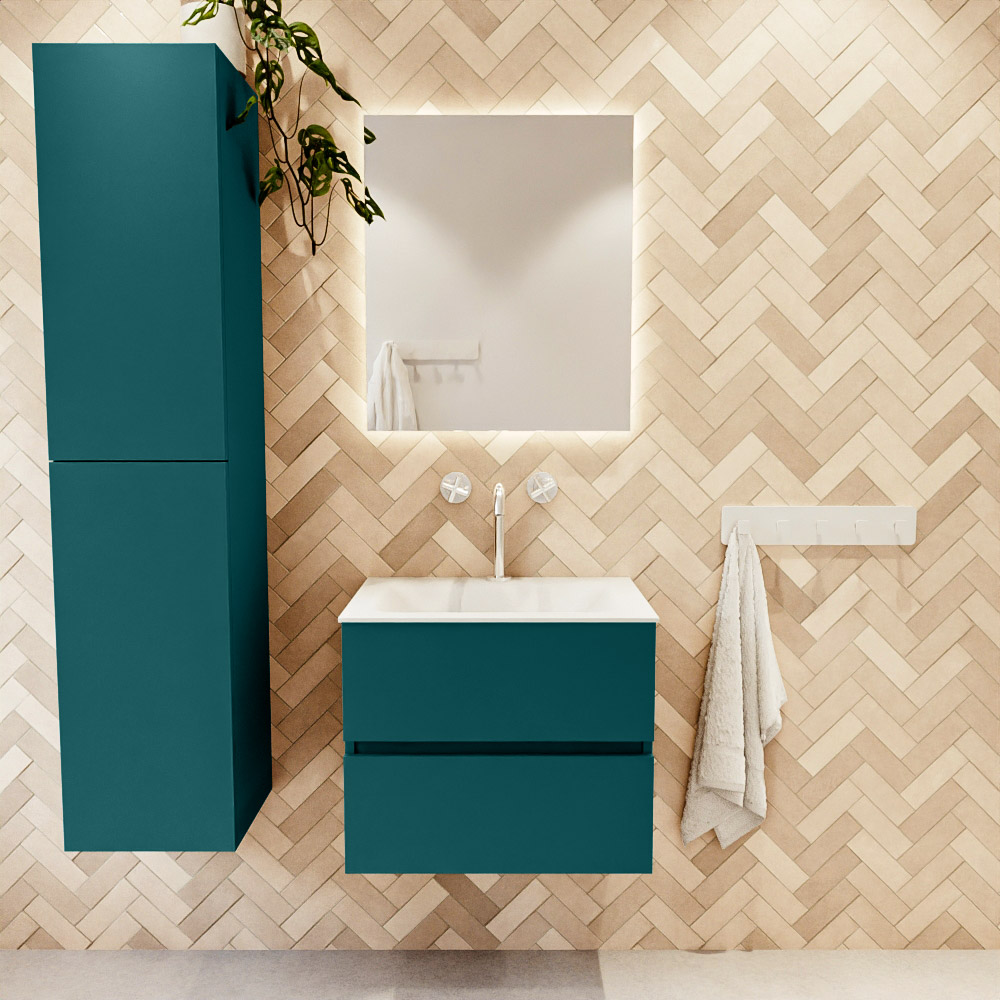 MONDIAZ VICA 60cm mueble de baño Smag 2 cajones. Lavabo CLOUD Centro 1 orificio, color Talc. 2 color Talc.