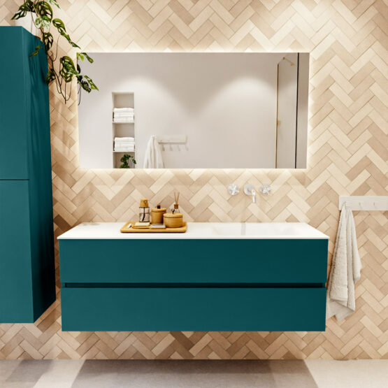 MONDIAZ VICA 140cm mueble de baño Smag 2 cajones. Lavabo CLOUD Derecho sin orificio