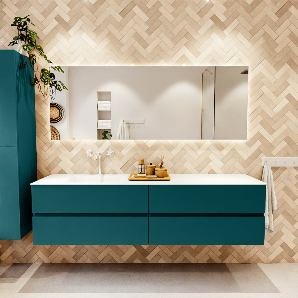 MONDIAZ VICA 190cm mueble de baño Smag 4 cajones. Lavabo CLOUD Izquierda 1 orificio, color Talc. 2 color Talc.