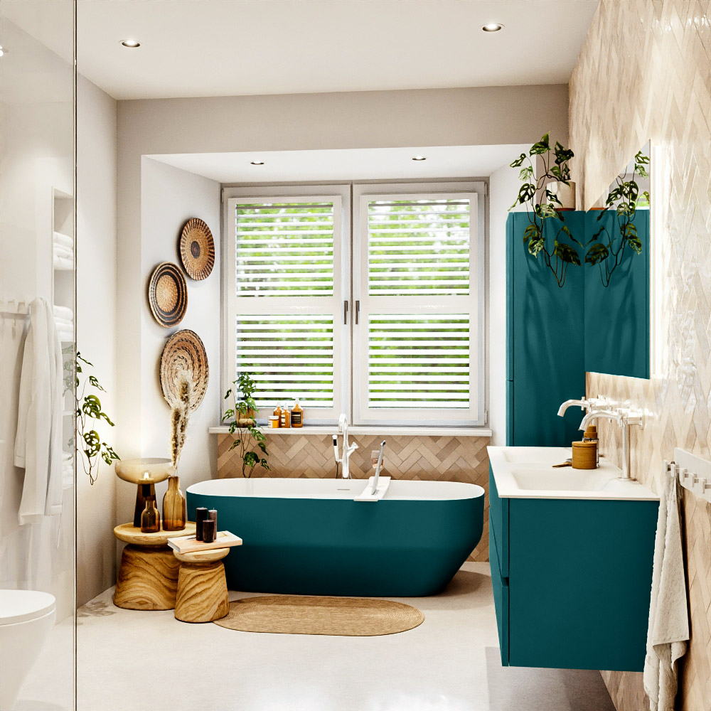MONDIAZ VICA 140cm mueble de baño Smag 4 cajones. Lavabo CLOUD Doble 2 orificios, color Talc. 2 color Talc.