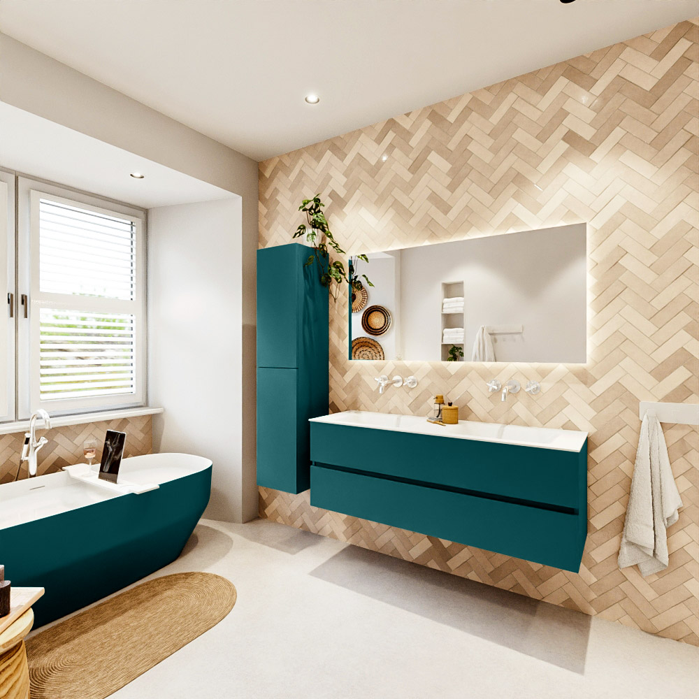 MONDIAZ VICA 140cm mueble de baño Smag 2 cajones. Lavabo CLOUD Doble sin orificio, color Talc. 3 MONDIAZ VICA 140cm mueble de baño Smag 2 cajones. Lavabo CLOUD Doble sin orificio, color Talc. - Imagen 3