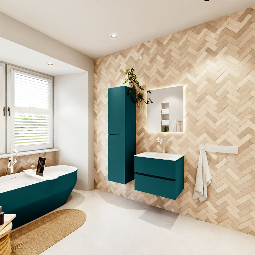 MONDIAZ VICA 60cm mueble de baño Smag 2 cajones. Lavabo MOON Centro 1 orificio, color Talc. 4 MONDIAZ VICA 60cm mueble de baño Smag 2 cajones. Lavabo MOON Centro 1 orificio, color Talc. - Imagen 4