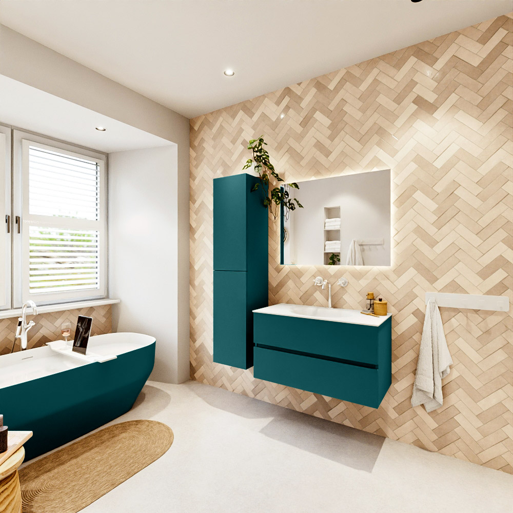 MONDIAZ VICA 90cm mueble de baño Smag 2 cajones. Lavabo MOON Centro 1 orificio, color Talc. 4 MONDIAZ VICA 90cm mueble de baño Smag 2 cajones. Lavabo MOON Centro 1 orificio, color Talc. - Imagen 4