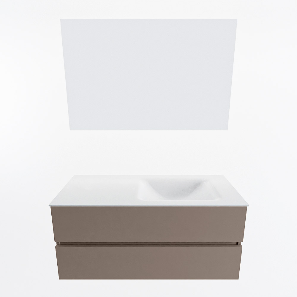 MONDIAZ VICA 110cm mueble de baño Smoke 2 cajones. Lavabo CLOUD Derecho sin orificio color Talc con espejo LED. 5 MONDIAZ VICA 110cm mueble de baño Smoke 2 cajones. Lavabo CLOUD Derecho sin orificio color Talc con espejo LED. - Imagen 5