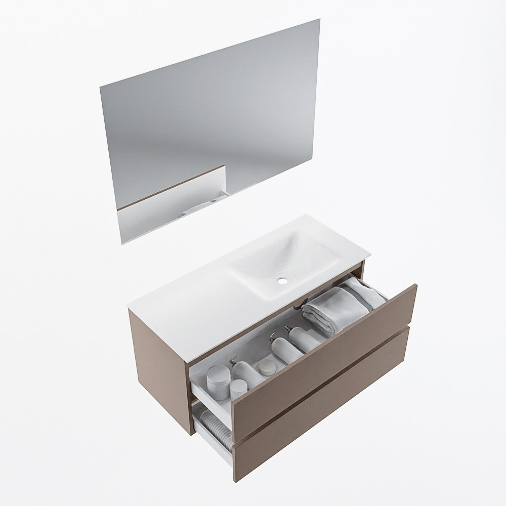 MONDIAZ VICA 110cm mueble de baño Smoke 2 cajones. Lavabo CLOUD Derecho sin orificio color Talc con espejo LED. 7 MONDIAZ VICA 110cm mueble de baño Smoke 2 cajones. Lavabo CLOUD Derecho sin orificio color Talc con espejo LED. - Imagen 7