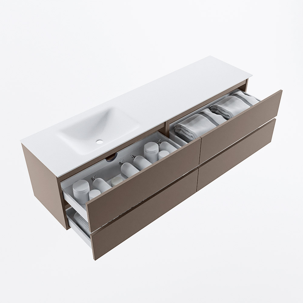 MONDIAZ VICA 180cm mueble de baño Smoke 4 cajones. Lavabo CLOUD Izquierda 1 orificio, color Talc. 7 MONDIAZ VICA 180cm mueble de baño Smoke 4 cajones. Lavabo CLOUD Izquierda 1 orificio, color Talc. - Imagen 7