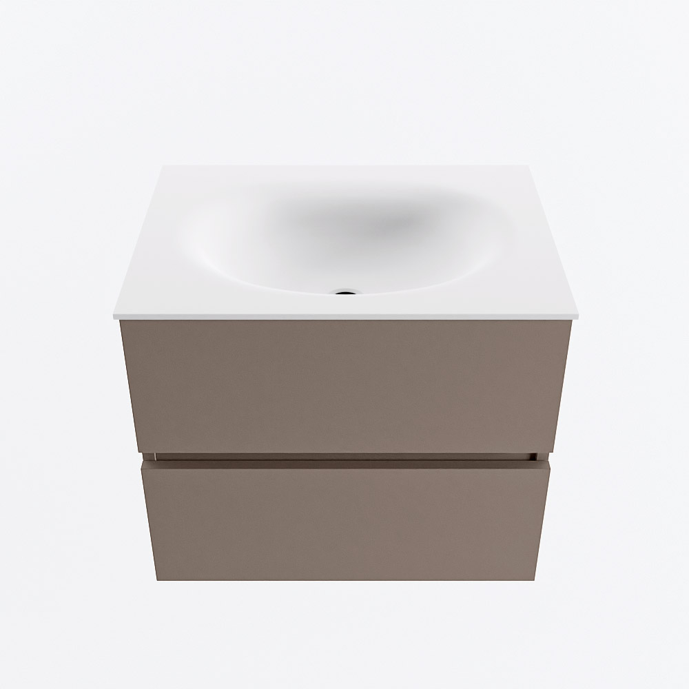 MONDIAZ VICA 60cm mueble de baño Smoke 2 cajones. Lavabo MOON Centro sin orificio, color Talc. 5 MONDIAZ VICA 60cm mueble de baño Smoke 2 cajones. Lavabo MOON Centro sin orificio, color Talc. - Imagen 5