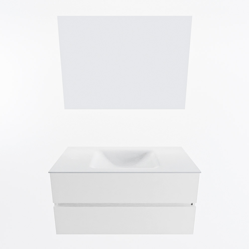MONDIAZ VICA 100cm mueble de baño Talc 2 cajones. Lavabo CLOUD Centro 1 orificio color Talc con espejo LED. 5 MONDIAZ VICA 100cm mueble de baño Talc 2 cajones. Lavabo CLOUD Centro 1 orificio color Talc con espejo LED. - Imagen 5