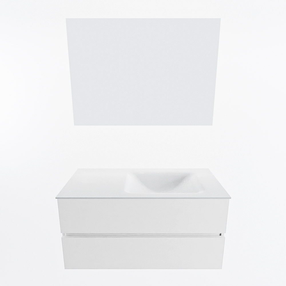 MONDIAZ VICA 100cm mueble de baño Talc 2 cajones. Lavabo CLOUD Derecho sin orificio color Talc con espejo LED. 5 MONDIAZ VICA 100cm mueble de baño Talc 2 cajones. Lavabo CLOUD Derecho sin orificio color Talc con espejo LED. - Imagen 5