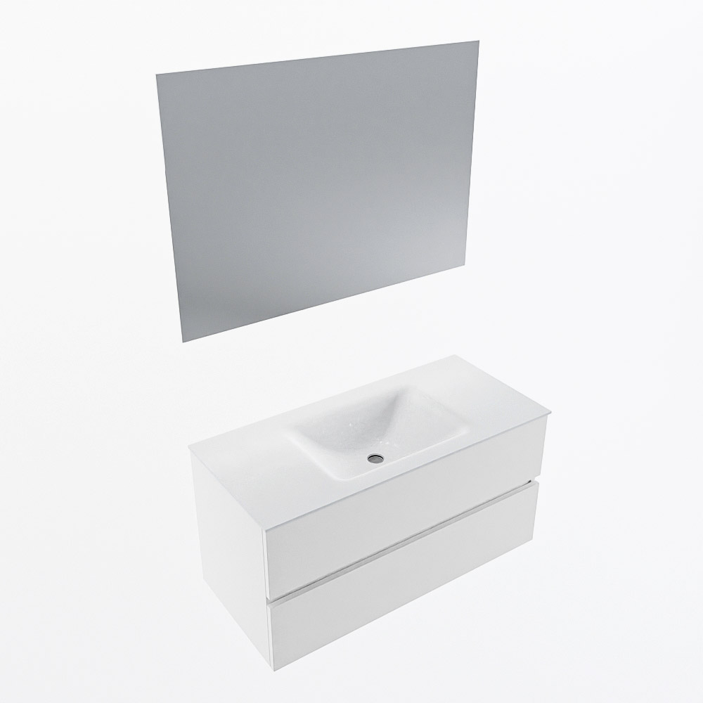 MONDIAZ VICA 100cm mueble de baño Talc 2 cajones. Lavabo CLOUD Centro 1 orificio color Talc con espejo LED. 6 MONDIAZ VICA 100cm mueble de baño Talc 2 cajones. Lavabo CLOUD Centro 1 orificio color Talc con espejo LED. - Imagen 6