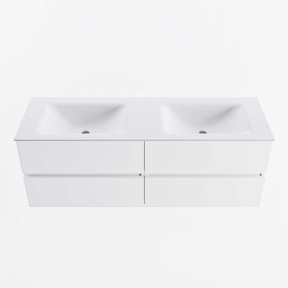 MONDIAZ VICA 140cm mueble de baño Talc 4 cajones. Lavabo CLOUD Doble 2 orificios, color Talc. 4 MONDIAZ VICA 140cm mueble de baño Talc 4 cajones. Lavabo CLOUD Doble 2 orificios, color Talc. - Imagen 4