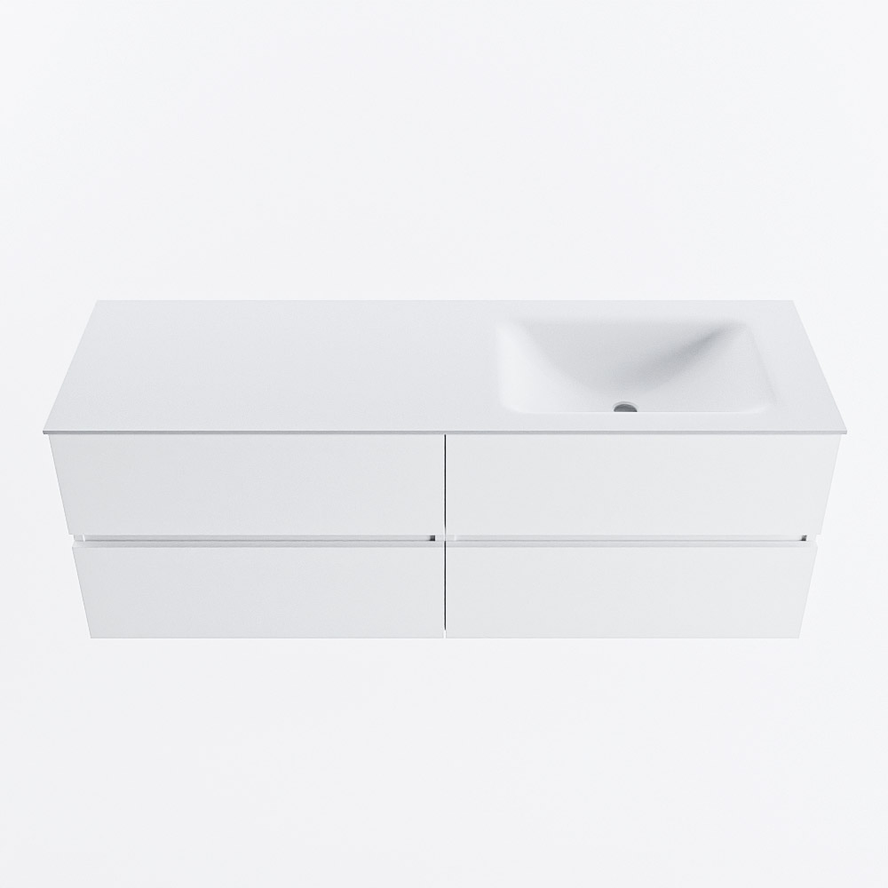 MONDIAZ VICA 140cm mueble de baño Talc 4 cajones. Lavabo CLOUD Derecho sin orificio, color Talc. 4 MONDIAZ VICA 140cm mueble de baño Talc 4 cajones. Lavabo CLOUD Derecho sin orificio, color Talc. - Imagen 4