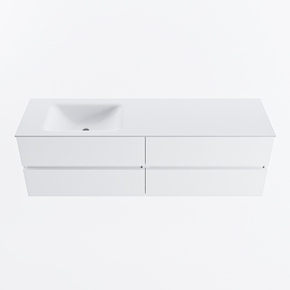 MONDIAZ VICA 160cm mueble de baño Talc 4 cajones. Lavabo CLOUD Izquierda 1 orificio, color Talc. 5 MONDIAZ VICA 160cm mueble de baño Talc 4 cajones. Lavabo CLOUD Izquierda 1 orificio, color Talc. - Imagen 5