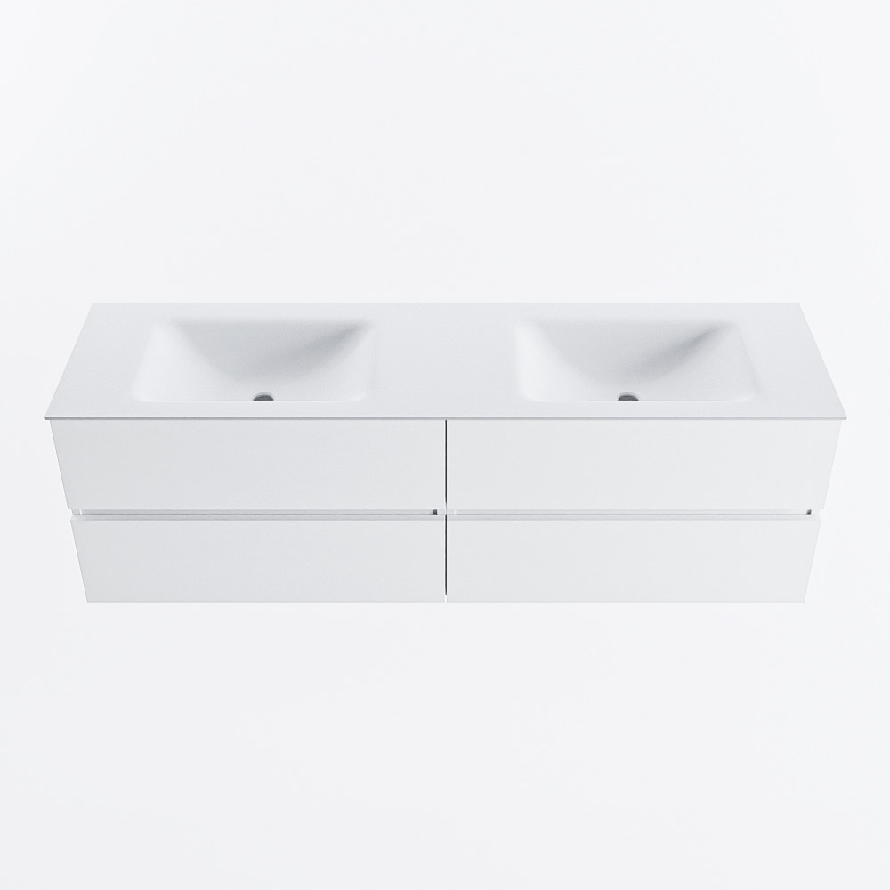 MONDIAZ VICA 160cm mueble de baño Talc 4 cajones. Lavabo CLOUD Doble sin orificio, color Talc. 5 MONDIAZ VICA 160cm mueble de baño Talc 4 cajones. Lavabo CLOUD Doble sin orificio, color Talc. - Imagen 5