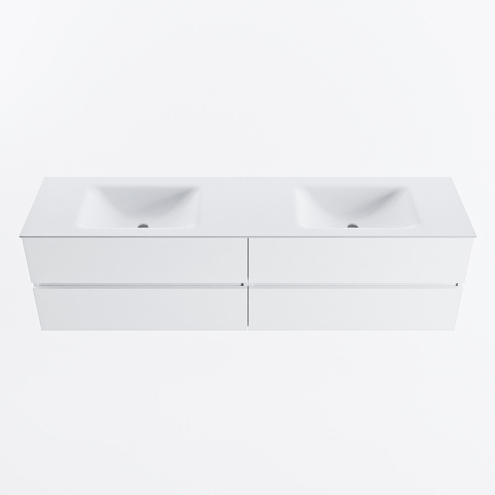MONDIAZ VICA 180cm mueble de baño Talc 4 cajones. Lavabo CLOUD Doble sin orificio, color Talc. 5 MONDIAZ VICA 180cm mueble de baño Talc 4 cajones. Lavabo CLOUD Doble sin orificio, color Talc. - Imagen 5