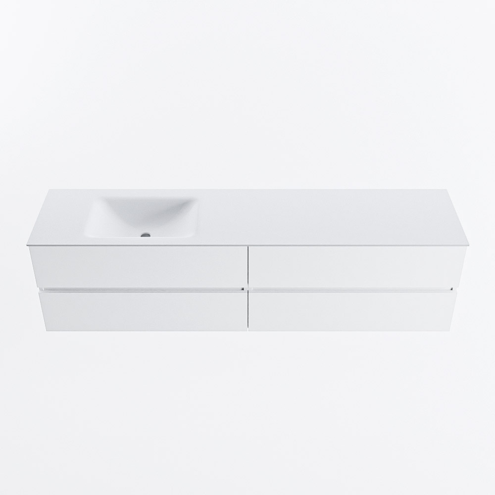 MONDIAZ VICA 190cm mueble de baño Talc 4 cajones. Lavabo CLOUD Izquierda sin orificio, color Talc. 5 MONDIAZ VICA 190cm mueble de baño Talc 4 cajones. Lavabo CLOUD Izquierda sin orificio, color Talc. - Imagen 5