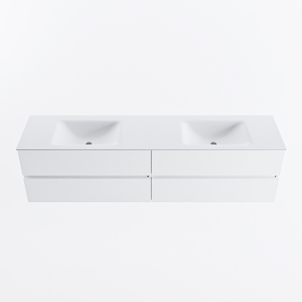 MONDIAZ VICA 190cm mueble de baño Talc 4 cajones. Lavabo CLOUD Doble sin orificio, color Talc. 5 MONDIAZ VICA 190cm mueble de baño Talc 4 cajones. Lavabo CLOUD Doble sin orificio, color Talc. - Imagen 5