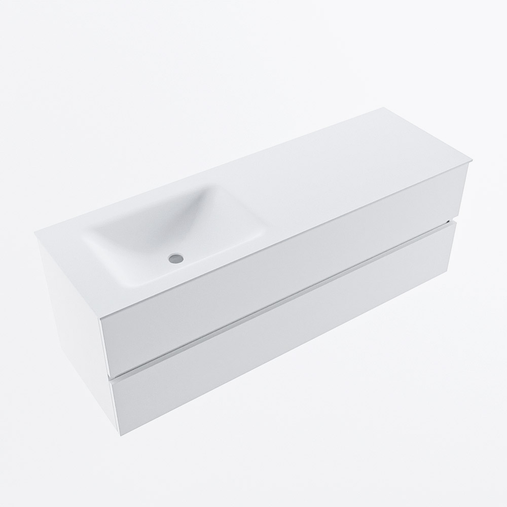 MONDIAZ VICA 140cm mueble de baño Talc 2 cajones. Lavabo CLOUD Izquierda 1 orificio, color Talc. 6 MONDIAZ VICA 140cm mueble de baño Talc 2 cajones. Lavabo CLOUD Izquierda 1 orificio, color Talc. - Imagen 6