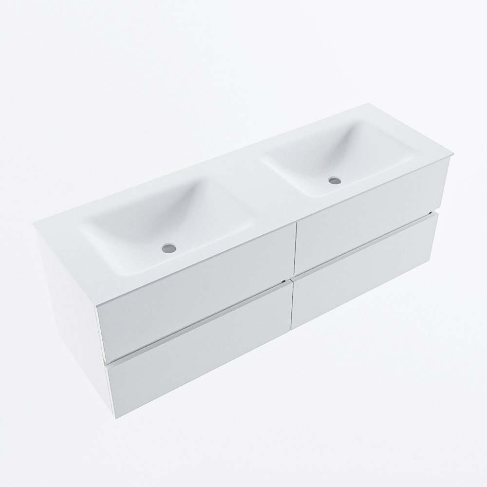 MONDIAZ VICA 140cm mueble de baño Talc 4 cajones. Lavabo CLOUD Doble 2 orificios, color Talc. 5 MONDIAZ VICA 140cm mueble de baño Talc 4 cajones. Lavabo CLOUD Doble 2 orificios, color Talc. - Imagen 5
