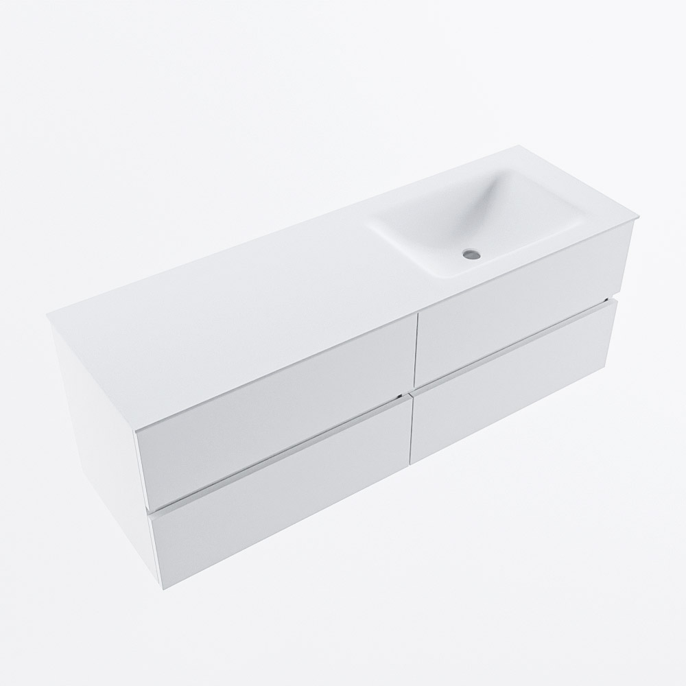 MONDIAZ VICA 140cm mueble de baño Talc 4 cajones. Lavabo CLOUD Derecho sin orificio, color Talc. 5 MONDIAZ VICA 140cm mueble de baño Talc 4 cajones. Lavabo CLOUD Derecho sin orificio, color Talc. - Imagen 5