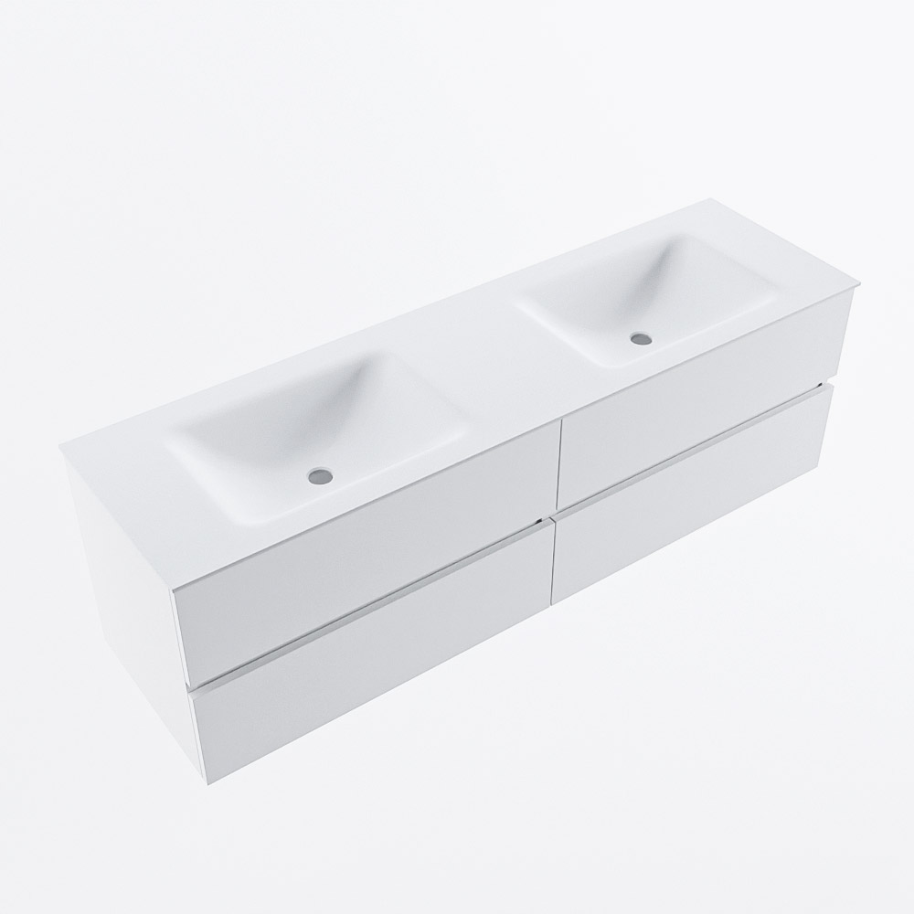 MONDIAZ VICA 160cm mueble de baño Talc 4 cajones. Lavabo CLOUD Doble sin orificio, color Talc. 6 MONDIAZ VICA 160cm mueble de baño Talc 4 cajones. Lavabo CLOUD Doble sin orificio, color Talc. - Imagen 6