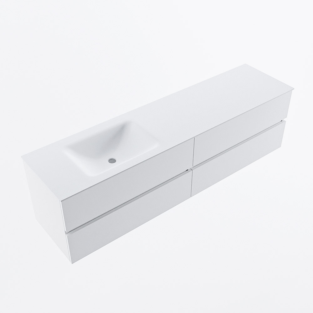 MONDIAZ VICA 180cm mueble de baño Talc 4 cajones. Lavabo CLOUD Izquierda sin orificio, color Talc. 6 MONDIAZ VICA 180cm mueble de baño Talc 4 cajones. Lavabo CLOUD Izquierda sin orificio, color Talc. - Imagen 6