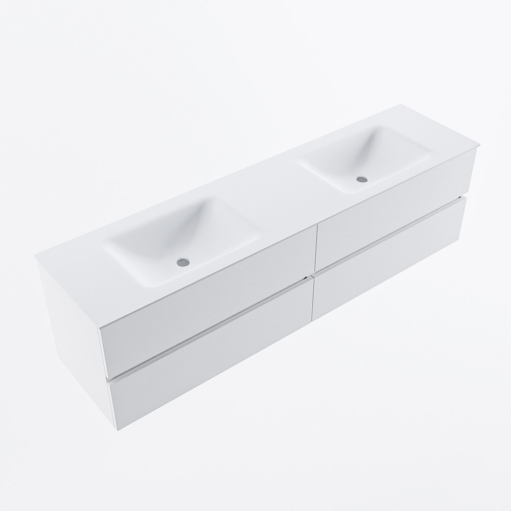 MONDIAZ VICA 180cm mueble de baño Talc 4 cajones. Lavabo CLOUD Doble sin orificio, color Talc. 6 MONDIAZ VICA 180cm mueble de baño Talc 4 cajones. Lavabo CLOUD Doble sin orificio, color Talc. - Imagen 6