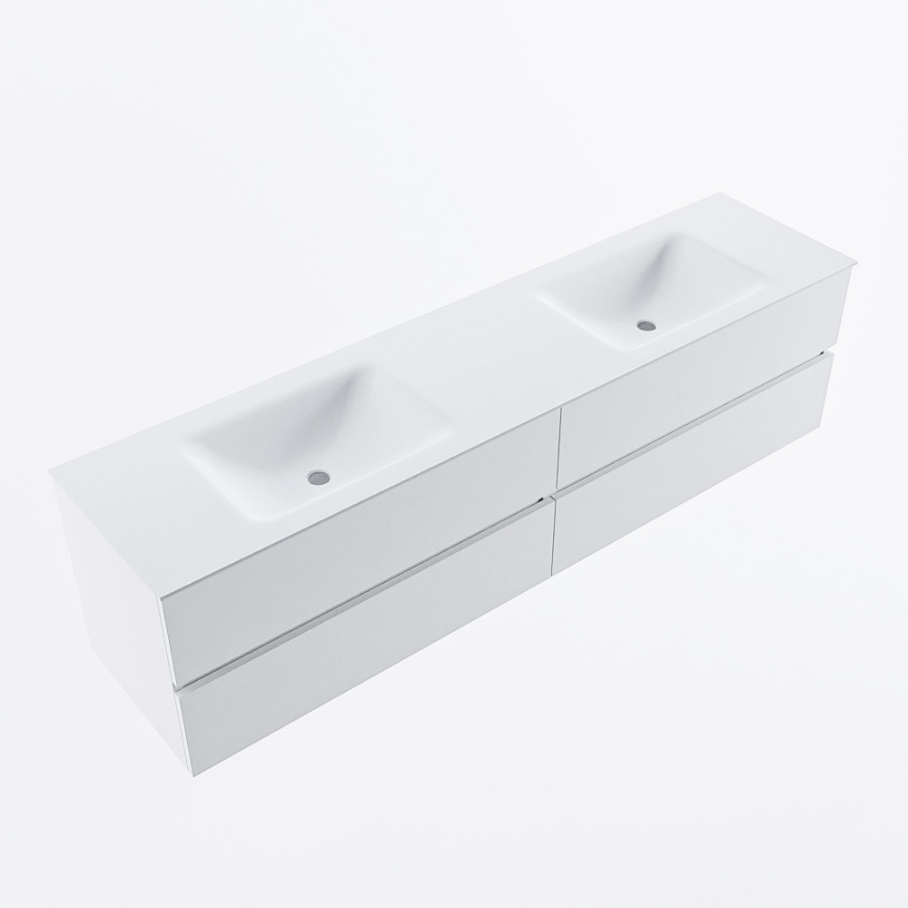 MONDIAZ VICA 190cm mueble de baño Talc 4 cajones. Lavabo CLOUD Doble sin orificio, color Talc. 6 MONDIAZ VICA 190cm mueble de baño Talc 4 cajones. Lavabo CLOUD Doble sin orificio, color Talc. - Imagen 6