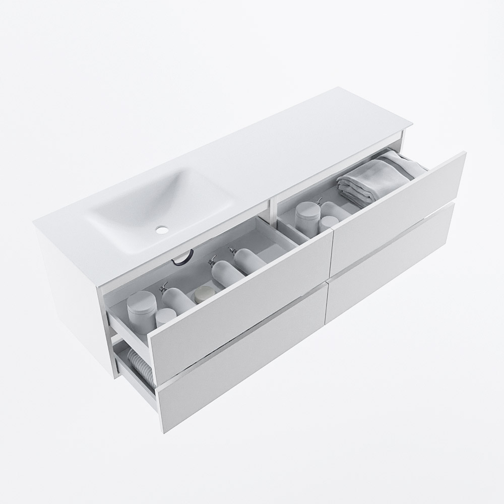 MONDIAZ VICA 160cm mueble de baño Talc 4 cajones. Lavabo CLOUD Izquierda 1 orificio, color Talc. 7 MONDIAZ VICA 160cm mueble de baño Talc 4 cajones. Lavabo CLOUD Izquierda 1 orificio, color Talc. - Imagen 7