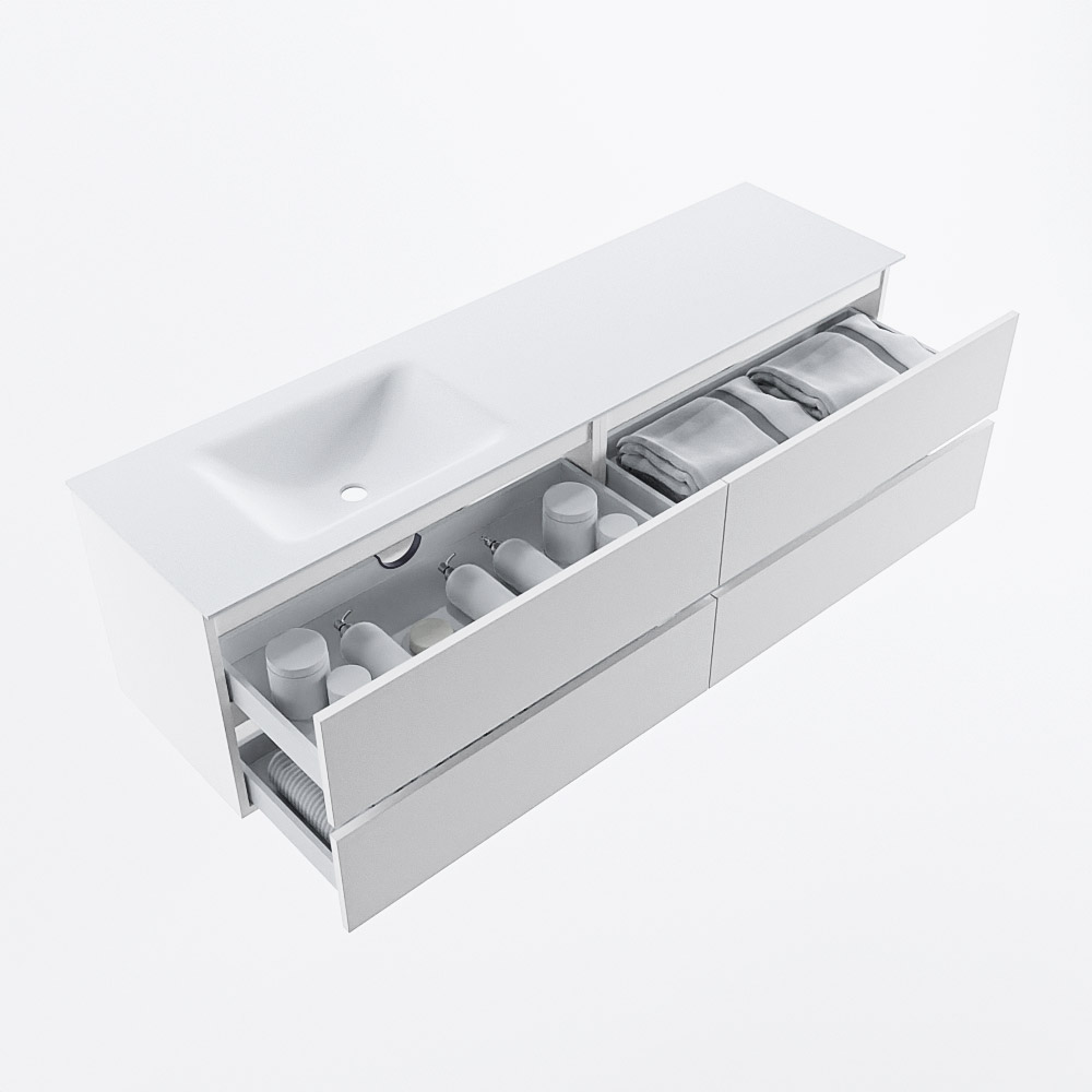 MONDIAZ VICA 170cm mueble de baño Talc 4 cajones. Lavabo CLOUD Izquierda 1 orificio, color Talc. 7 MONDIAZ VICA 170cm mueble de baño Talc 4 cajones. Lavabo CLOUD Izquierda 1 orificio, color Talc. - Imagen 7