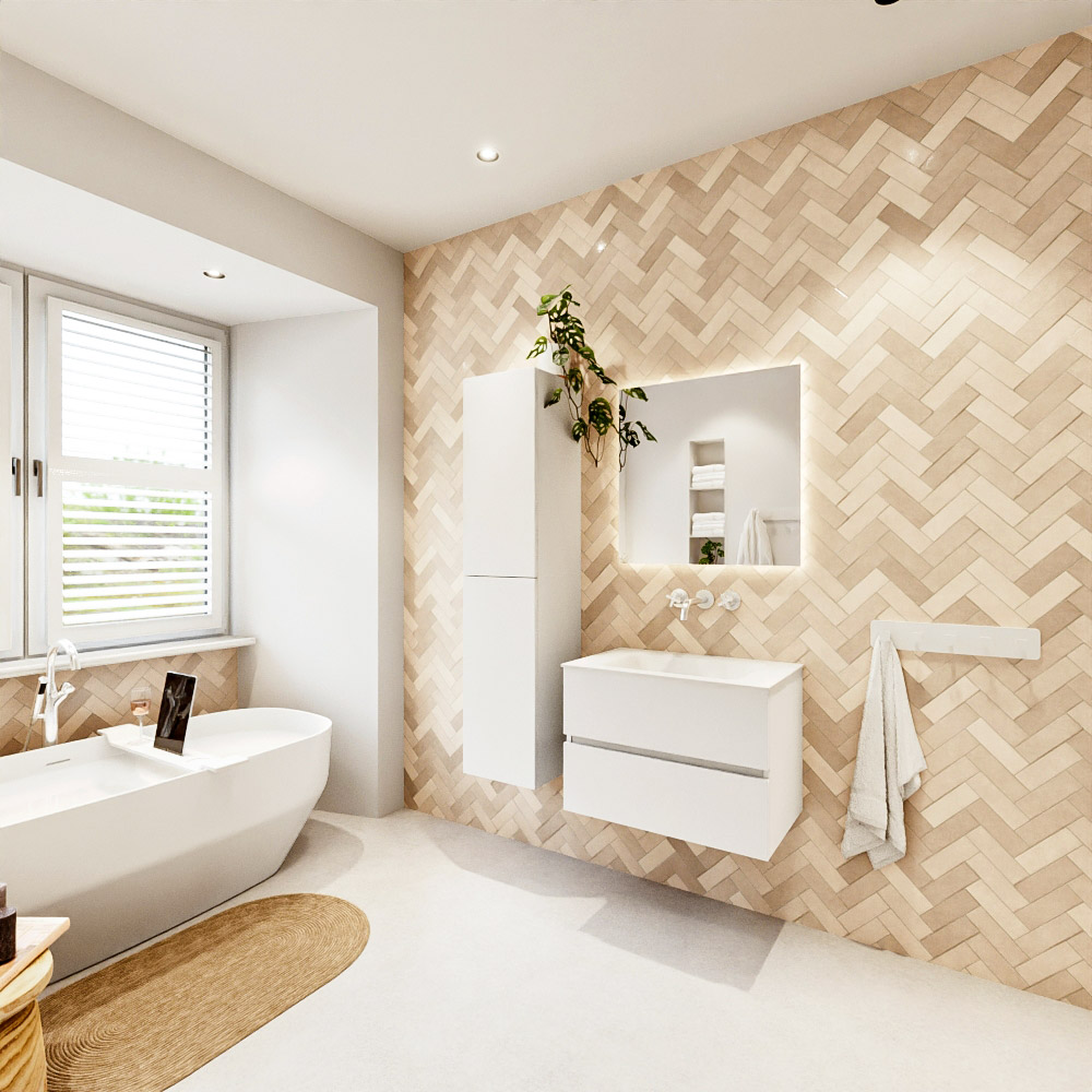 MONDIAZ VICA 70cm mueble de baño Talc 2 cajones. Lavabo CLOUD Centro sin orificio, color Talc. 4 MONDIAZ VICA 70cm mueble de baño Talc 2 cajones. Lavabo CLOUD Centro sin orificio, color Talc. - Imagen 4