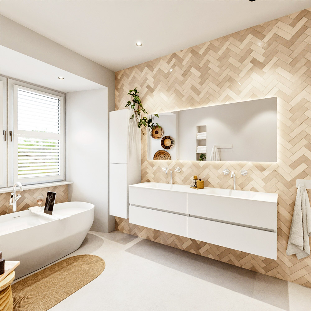 MONDIAZ VICA 170cm mueble de baño Talc 4 cajones. Lavabo CLOUD Doble 2 orificios, color Talc. 4 MONDIAZ VICA 170cm mueble de baño Talc 4 cajones. Lavabo CLOUD Doble 2 orificios, color Talc. - Imagen 4