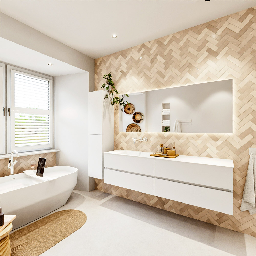 MONDIAZ VICA 180cm mueble de baño Talc 4 cajones. Lavabo CLOUD Izquierda sin orificio, color Talc. 4 MONDIAZ VICA 180cm mueble de baño Talc 4 cajones. Lavabo CLOUD Izquierda sin orificio, color Talc. - Imagen 4