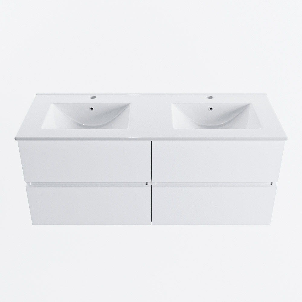 MONDIAZ VICA 120cm mueble de baño Talc 4 cajones. Lavabo DENIA Doble 2 orificios, color Blanco brillo. 5 MONDIAZ VICA 120cm mueble de baño Talc 4 cajones. Lavabo DENIA Doble 2 orificios, color Blanco brillo. - Imagen 5