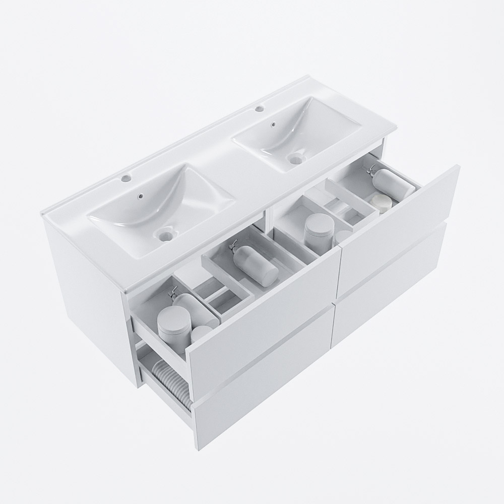 MONDIAZ VICA 120cm mueble de baño Talc 4 cajones. Lavabo DENIA Doble 2 orificios, color Blanco brillo. 7 MONDIAZ VICA 120cm mueble de baño Talc 4 cajones. Lavabo DENIA Doble 2 orificios, color Blanco brillo. - Imagen 7