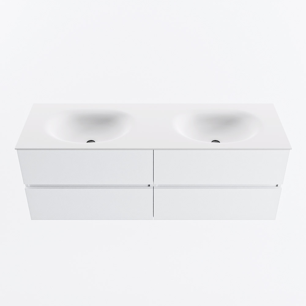 MONDIAZ VICA 140cm mueble de baño Talc 4 cajones. Lavabo MOON Doble 2 orificios, color Talc. 5 MONDIAZ VICA 140cm mueble de baño Talc 4 cajones. Lavabo MOON Doble 2 orificios, color Talc. - Imagen 5