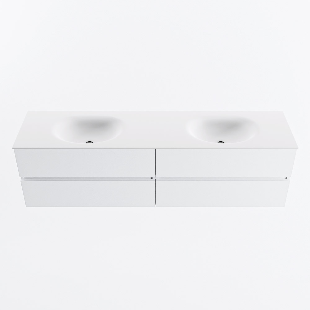 MONDIAZ VICA 180cm mueble de baño Talc 4 cajones. Lavabo MOON Doble 2 orificios, color Talc. 5 MONDIAZ VICA 180cm mueble de baño Talc 4 cajones. Lavabo MOON Doble 2 orificios, color Talc. - Imagen 5